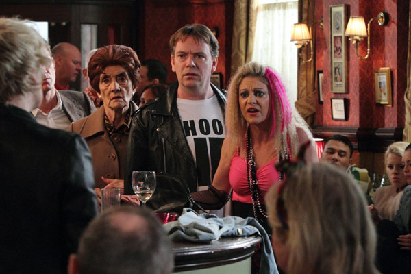 Shirley stops the music and rows with Mandy