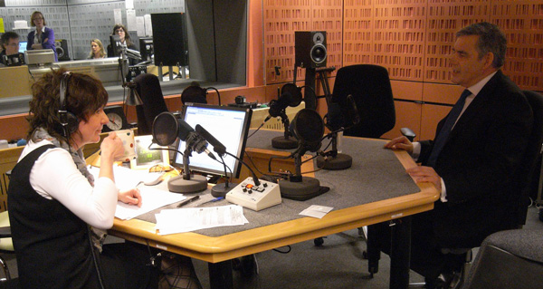 Jane Garvey and Gordon Brown in the Woman's Hour studio