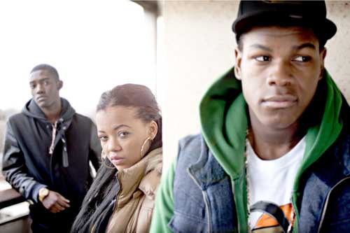 Danny (Malachi Kirby), Samantha (Simona Zivkovska) and Shakilus (John Boyega)