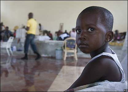 Boy in emergency shelter in Turks and Caicos