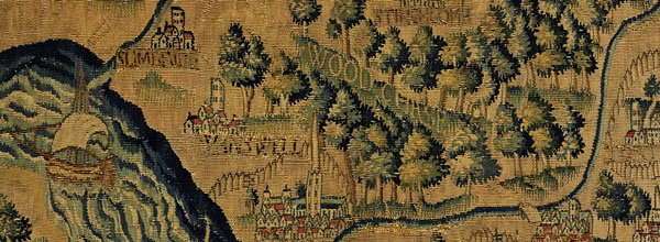 Detail from the Sheldon tapestry map of Gloucestershire