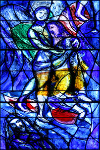 Image of Chagall - stained glass: Jacob wrestling with the angel