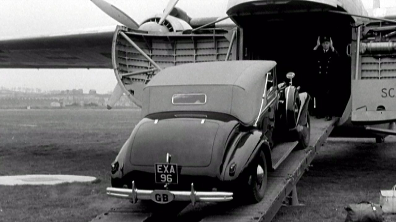 Car air-ferry service to France, 1949