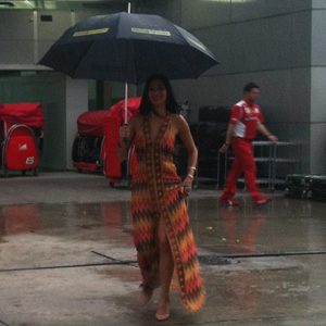 Nicole Scherzinger with her BBC umbrella