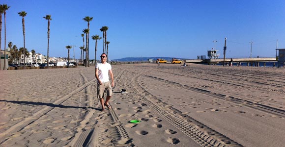 Playing frisbee on Venice Beach