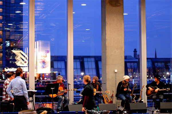 Pre-show soundcheck at BBC Scotland, Pacific Quay, Glasgow 28 January 2011