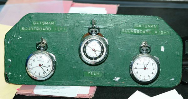 Clocks showing time of play remaining used on Test Match Special.