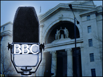 Bush House and a microphone