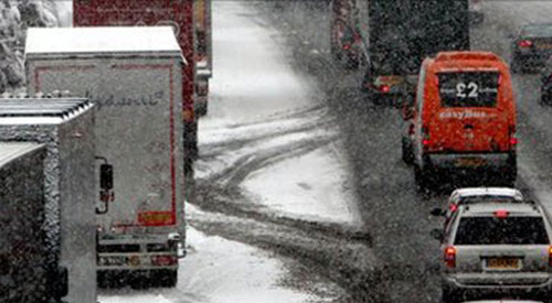 Traffic held up by the snow