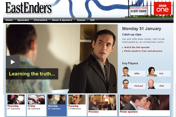 New EastEnders homepage