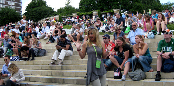 Helen Skelton in front of the Hill at Wimbledon