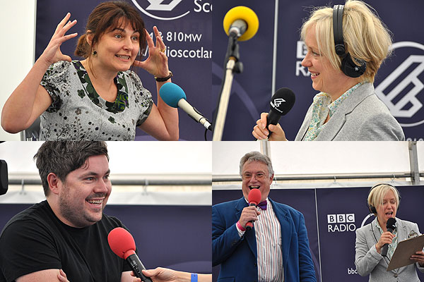 Karen Campbell, Janice Forsyth, Bruce Devlin and Mr Snax