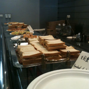 Food on offer in the media centre in China